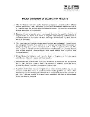 Fillable Online review of exam results policy and form v3 Fax Email ...
