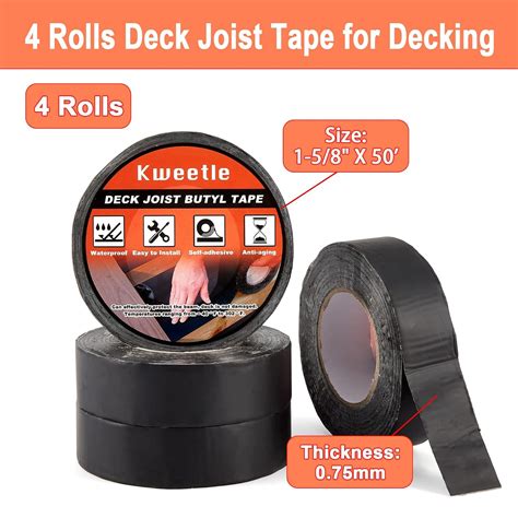 Buy Kweetle Joist Tape for Decking 1-5/8 x 50', 4 Pack Butyl Joist Tape ...