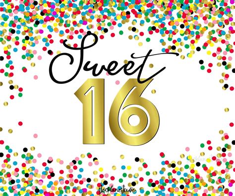 Printable Sweet Sixteen Poster Confetti Birthday Decorations - Etsy ...