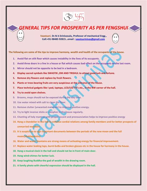 General tips for prosperity as per fengshui | DOCX