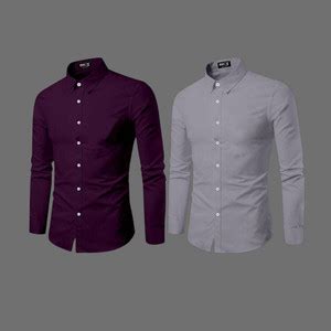EVIQE Men Solid Casual Grey, Purple Shirt - Buy EVIQE Men Solid Casual ...