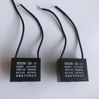 2Pcs 3UF 450V AC CBB61 Ceiling Fan Capacitor 2 Wire 50/60Hz : Amazon.in ...