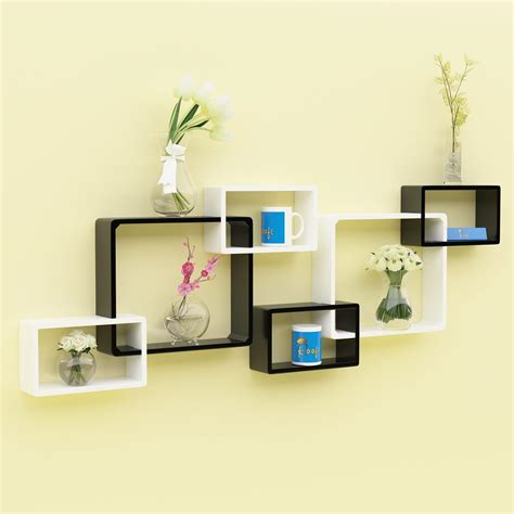 AMAZE SHOPPEE Decorative Hexagon Shape Wall Shelf with 6 Shelves (Black ...