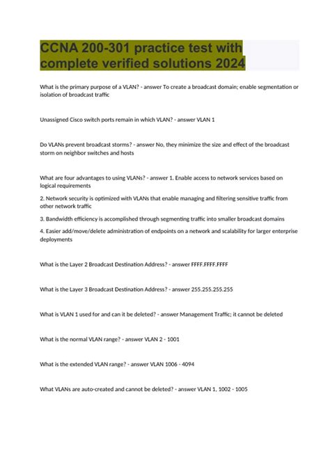 CCNA 200-301 practice test with complete verified solutions 2024 - CCNA ...