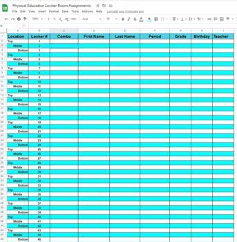 Image result for Locker Assignment Sheet