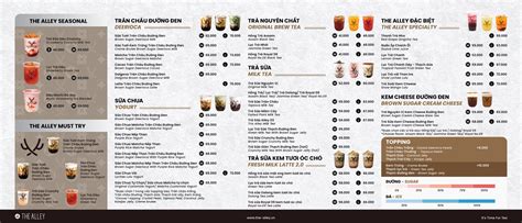 The Alley Menu: Khám Phá Toàn Diện Thực Đơn Trà Sữa Thượng Hạng