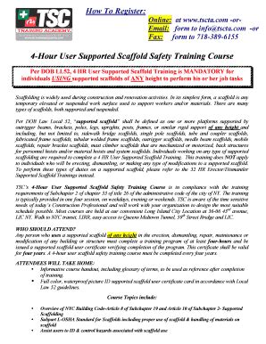 Fillable Online 4-Hour User Supported Scaffold Safety Training Course ...