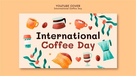 International coffee day youtube cover | Free PSD