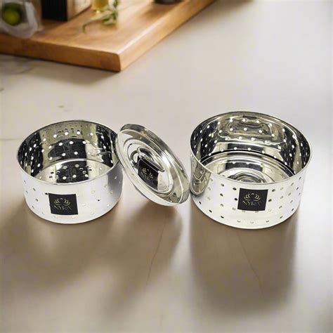 Nyra® Stainless Steel Paneer Mould Set - Glossy Finish Round Press for ...
