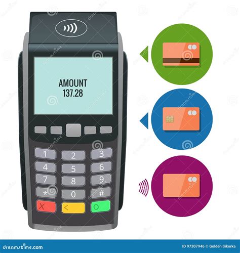 Vector Payment Machine and Credit Card. POS Terminal Confirms the ...
