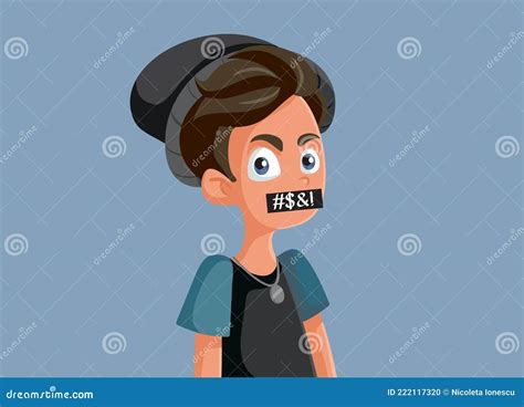 Teen Boy Using Foul Language and Swear Words Vector Illustration Stock Vector - Illustration of ...