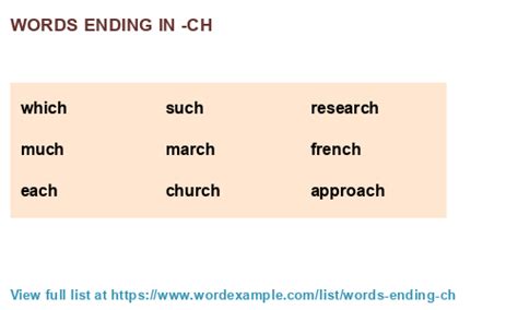 Words ending in -ch (597 results)