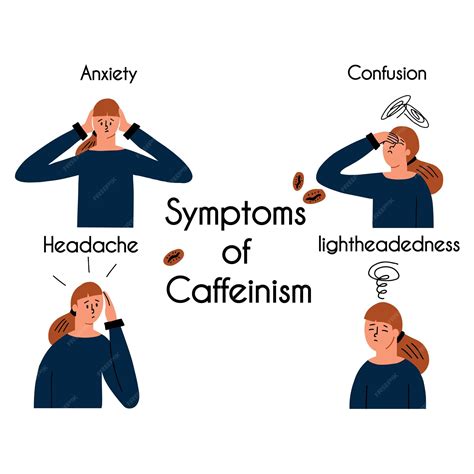 Premium Vector | Symptoms of a coffee overdose the girl is addicted to caffeine medical infographics