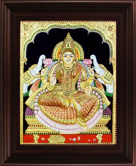 MYANGADI Traditional Gaja Lakshmi Tanjore Painting - 22 Carat Gold Foil ...