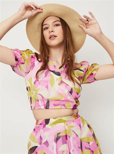 Buy Women Floral-Print Wrap Crop Top Online at just Rs. 499.0 ...
