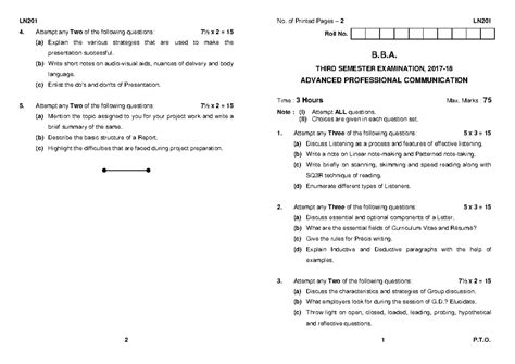 LN201 Advanced Professional Communication FINAL Exam Qs Nov 2018 - Studocu