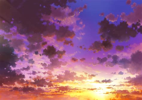 Download Sunset Sky Digital Art Wallpaper | Wallpapers.com