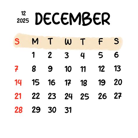 December 2025 Calendar, December 2025, Calendar PNG Transparent Clipart ...