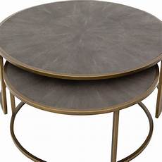 Nesting Coffee Tables by Massey Modern Regency Antique Brass Shagreen Nesting Nesting Coffee Tables