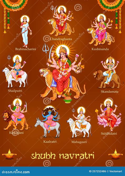 illustration of Goddess Navadurga nine Devi for the celebration of ...