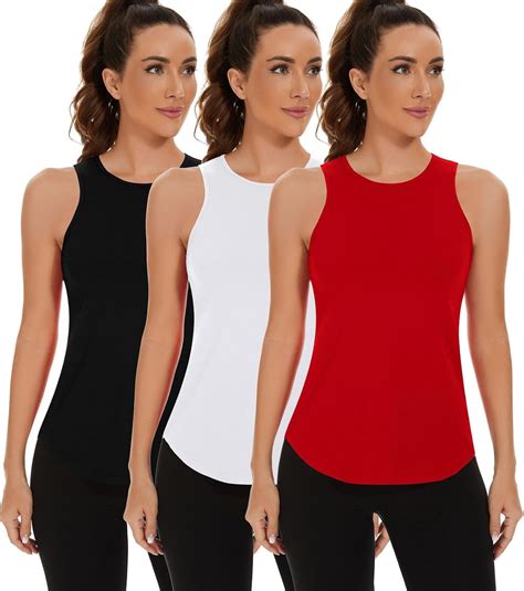 Amazon.com: TAIPOVE Womens Workout Tank Tops Cotton High Neck Muscle ...