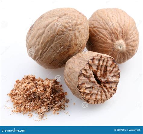 Nuez Moscada Molida Moscada Foto de archivo - Imagen de alimento, aroma ...