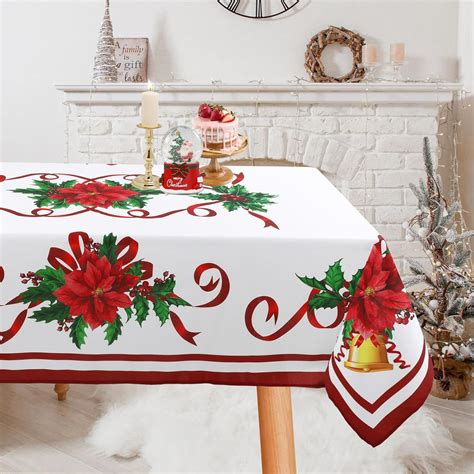 Amazon.com: SHACOS Christmas Tablecloths 60 x 84 Inch for 5 Foot ...