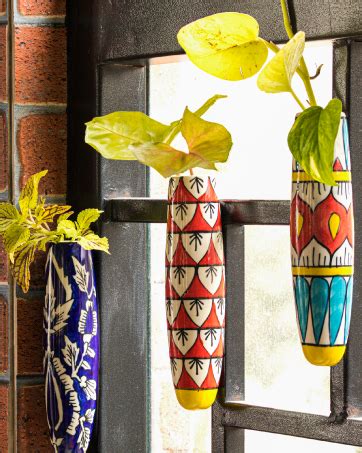 Lazy Gardener Indigo Mughal Ceramic Magnetic Planter for Fridge ...