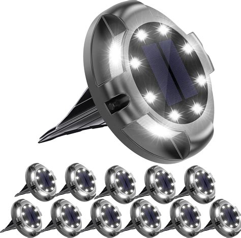 NFESOLAR Solar Ground Lights Outdoor 8 Pack, IP68 Waterproof Flat Solar ...