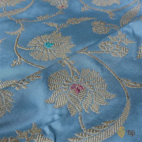 Light Maya Blue Pure Katan Silk Banarasi Handloom Saree - Tilfi