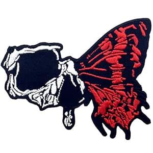 Half Skull Half Butterfly Patch Embroidered Applique Iron On Sew On ...