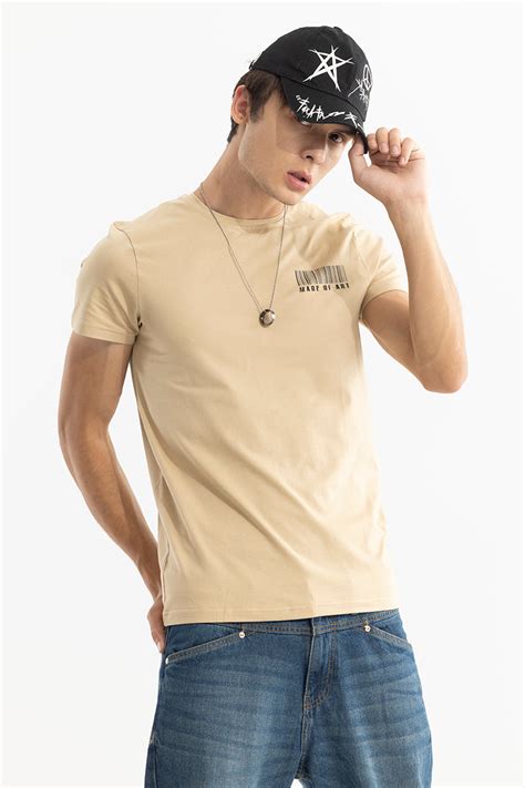 Buy Men's Made Of Art Cream T-Shirt Online | SNITCH