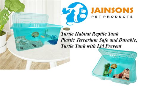 Jainsons Pet Products Turtle Tank Aquarium, Turtle Habitat Reptile Tank ...