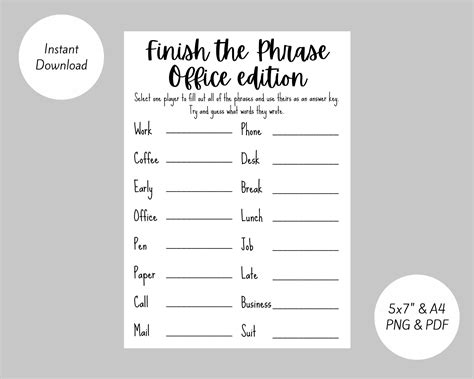 Finish the Phrase Printable | FREE Printable HQ
