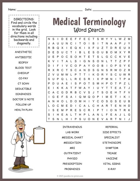 Medical Terminology Word Search