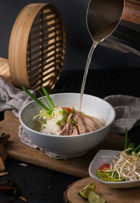 Pho Ga Soup with Chicken and Rice Noodles · Free Stock Photo