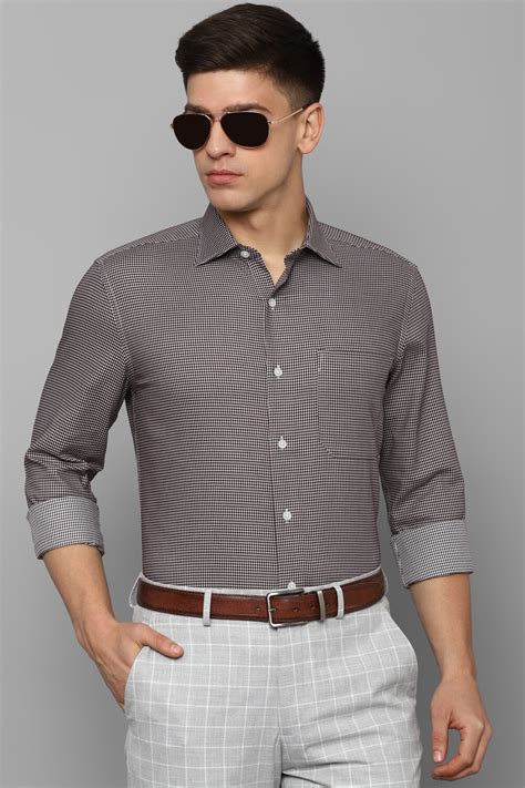 Buy Men Grey Classic Fit Print Full Sleeves Formal Shirt Online ...