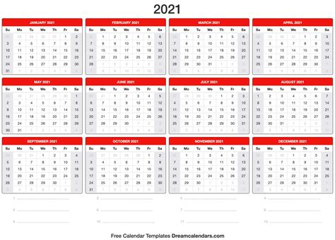 2021 Calendar With Holidays Printable Word, PDF