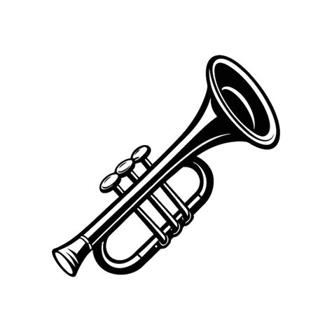 Un dessin en noir et blanc d'une trompette avec le mot e dessus ...