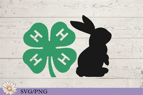 4H Clover SVG for Decals, 4H Rabbit Showmanship Svg for T-shirt, 4H Rabbit Show PNG, County Fair ...