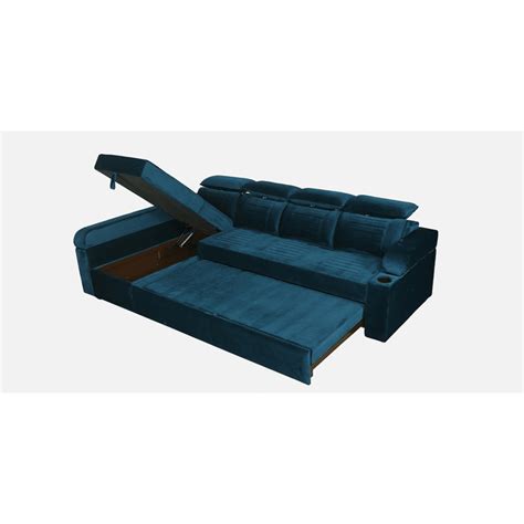 Davide Pull-Out Sofa Cum Bed in Teal Blue – eTerior