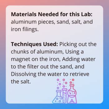 Image result for Separation of Mixture Lab Sublimation