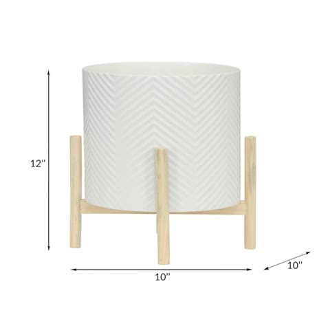 Sagebrook Home Round 10-in W x 12-in H White Ceramic Indoor/Outdoor ...