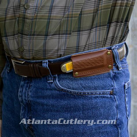 Horizontal and Vertical Leather Belt Sheaths for Pocket Knives