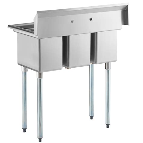 Regency 39" 16-Gauge Stainless Steel Three Compartment Commercial Sink ...