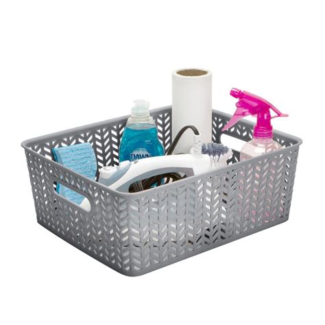 Simplify 11.42-in W x 5.12-in H x 13.78-in D Gray Polypropylene Basket ...