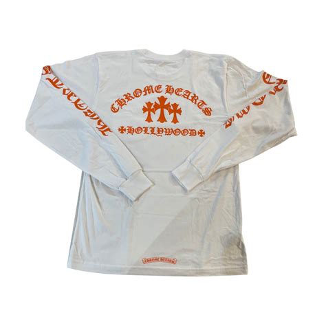 CHROME HEARTS ORANGE CEMETERY CROSS LONG SLEEVE WHITE – ONE OF A KIND