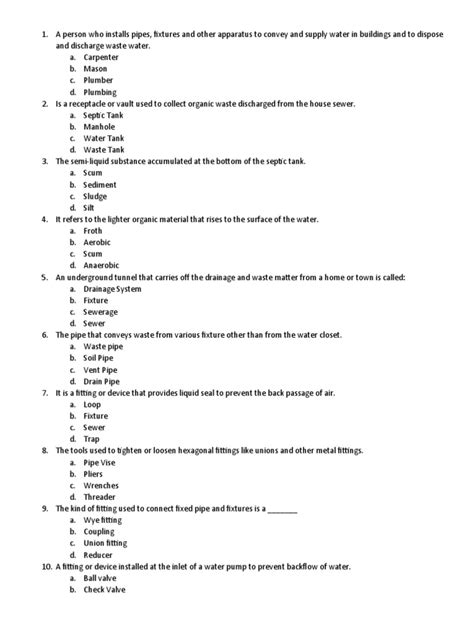 Plumber Test Questions 的图像结果