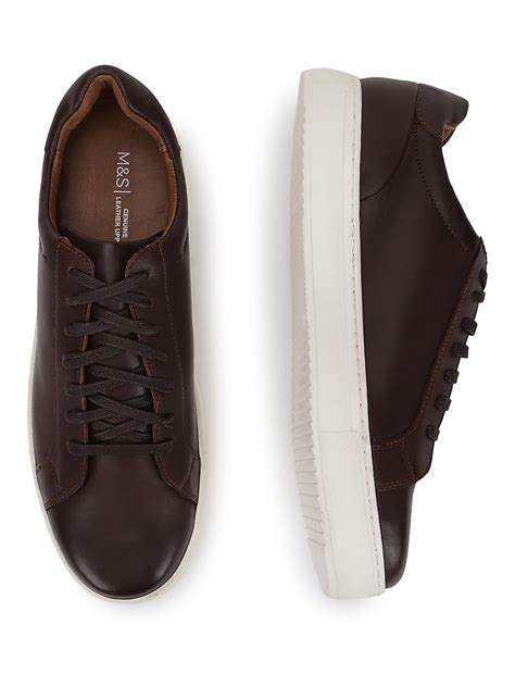 Buy Pure Leather Plain Lace-up Sneakers at Marks & Spencer
