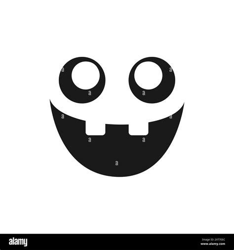 Funny Happy Monster Face, Jack O Lantern Halloween Pumpkin Icon. Cute Funny Evil Face Expression ...
